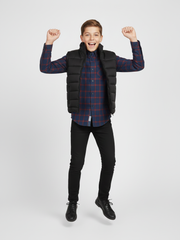 Payper Winter Sleeveless Zipper Mockneck Jacket For Kids-Black-PSJ02