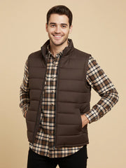 Payper Winter Sleeveless Zipper Mockneck Jacket For Men-Chocolate-PH24