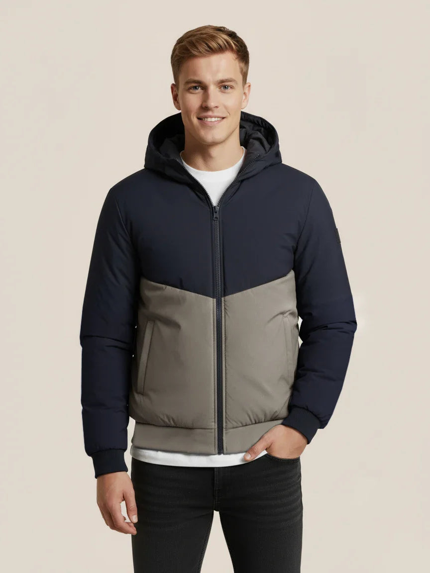 Payper Zipper Winter Jacket For Men-Dark Navy With Light Grey-PH08