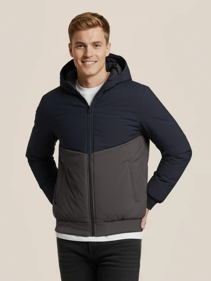 Payper Zipper Winter Jacket For Men-Dark Navy With Charcoal-PH07