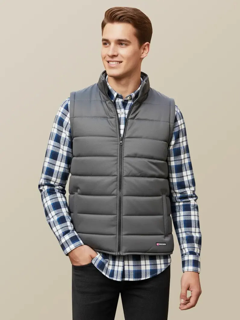 Payper Winter Sleeveless Zipper Mockneck Jacket For Men-Dark Grey-PH20