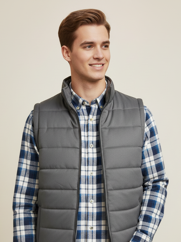 Payper Winter Sleeveless Zipper Mockneck Jacket For Men-Dark Grey-PH20