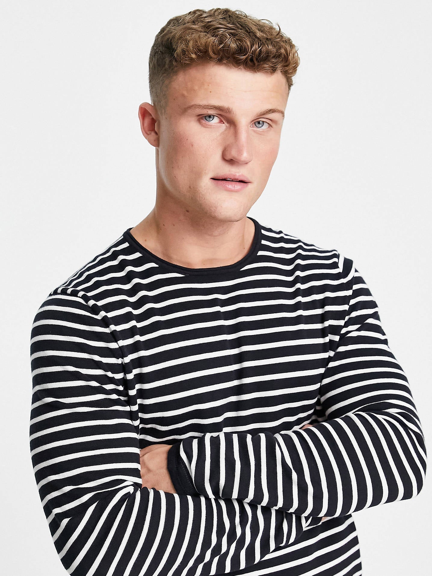 Aardo Fashion Wool Sweatshirt For Men-Dark Navy With White Stripes-SP1074/RT2218