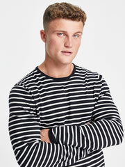 Aardo Fashion Wool Sweatshirt For Men-Dark Navy With White Stripes-SP1074/RT2218