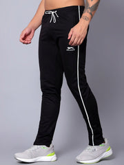 Slazenger Slim Fit Active Wear Trouser For Men-Black with White Piping-RT2513