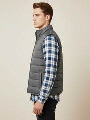 Payper Winter Sleeveless Zipper Mockneck Jacket For Men-Dark Grey-PH20