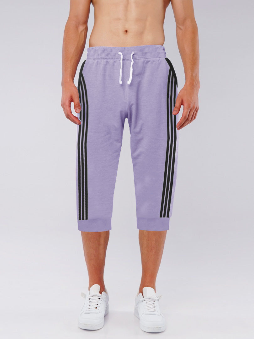 Summer Jersey Terry Slim Fit Bermuda Short For Men-Light Purple with Stripes-SP1774/RT2435