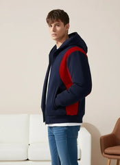 Louis Vicaci Zipper Winter Jacket For Men-Dark Navy With Red-PH09