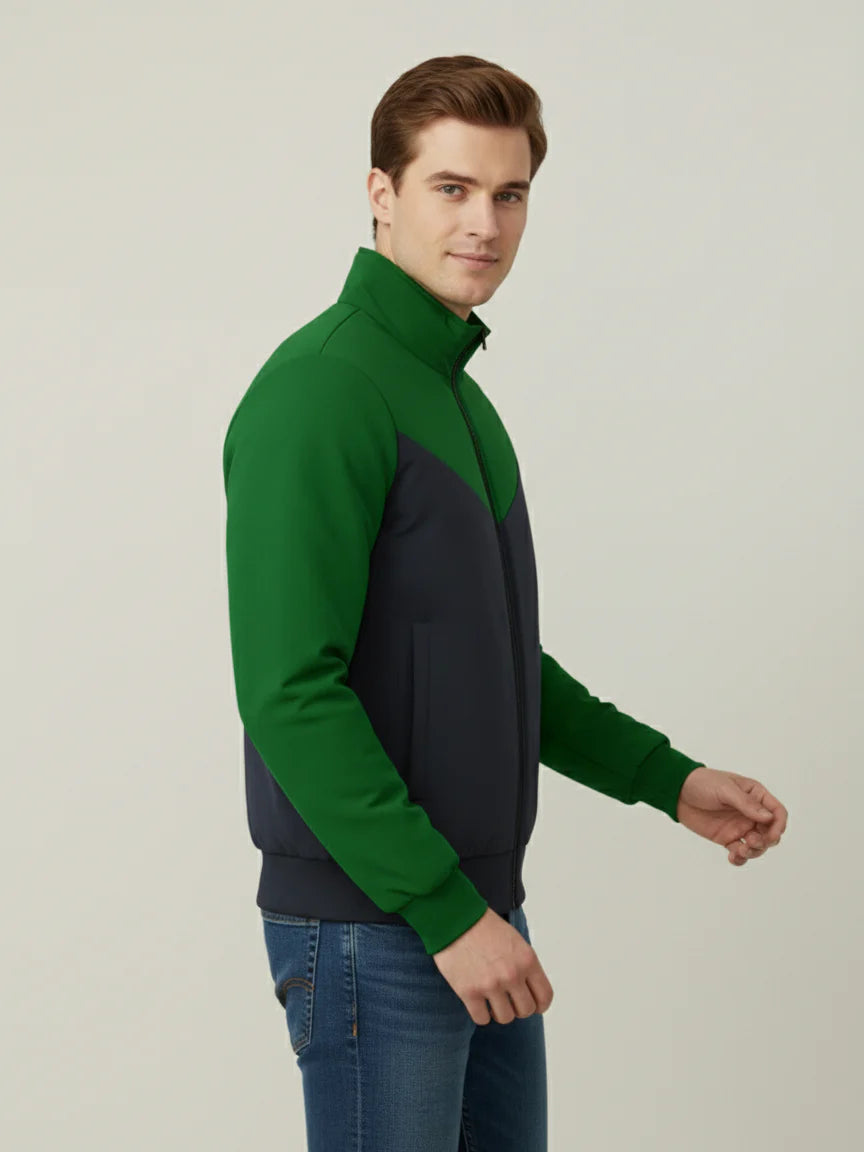 Payper Winter Zipper Mockneck Jacket For Men-Green & Dark Navy-PH26