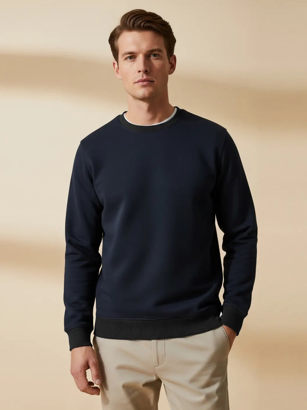 Upgrade Terry Fleece Funky Style Sweatshirt For Men-Navy with Black-BE2511
