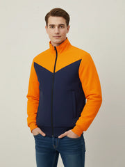 Payper Winter Zipper Mockneck Jacket For Men-Orange & Dark Navy-PH27