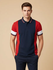 LV Summer Dry Fit Polo Shirt For Men-Navy with Red & White Panel-SP2652/RT2530