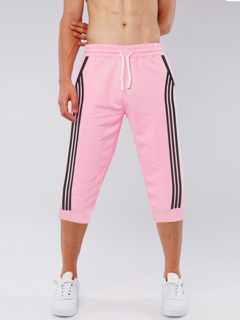 Summer Jersey Terry Slim Fit Bermuda Short For Men-Pink with Stripes-SP1771/RT2432