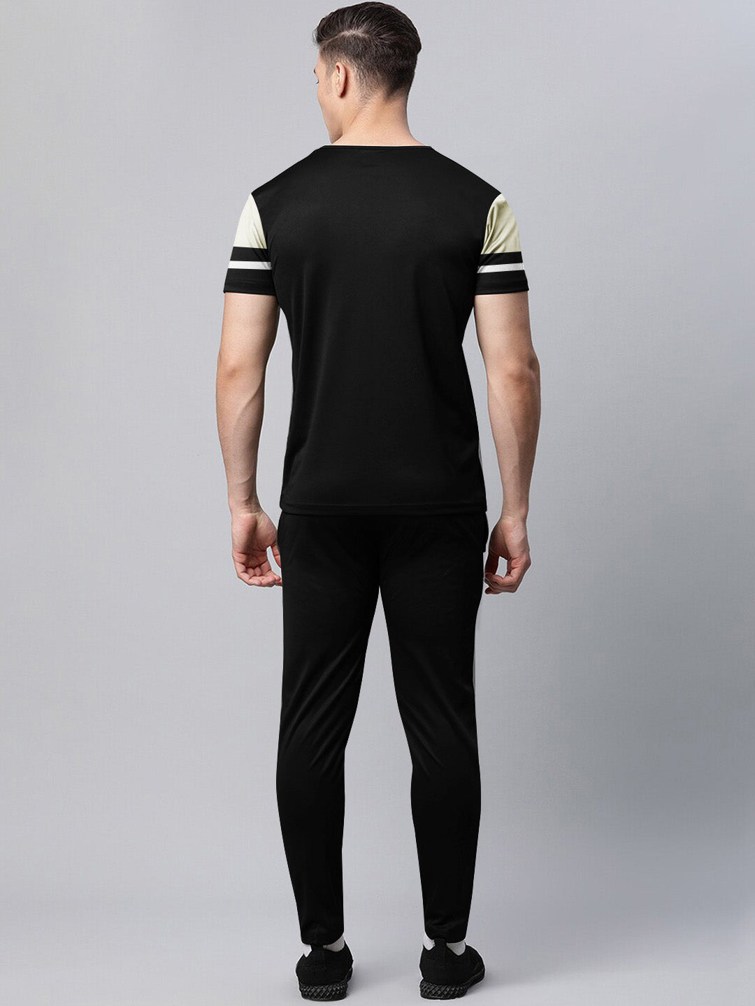 Louis Vicaci Summer Active Wear Tracksuit For Men-Black with Grey Pannels-SP1745/RT2429