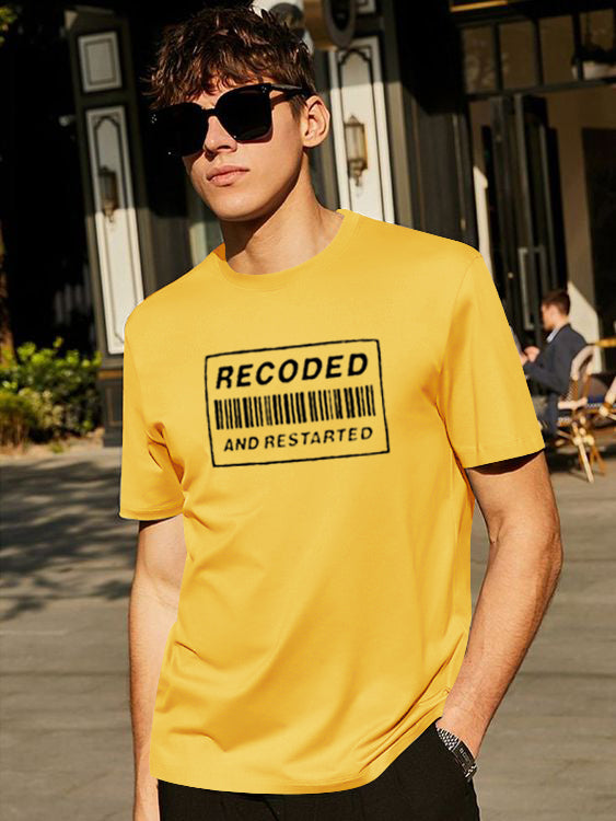 Teranova Crew Neck Summer Tee Shirt For Men-Yellow-SP1907