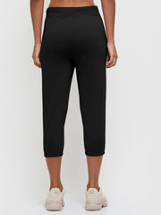 Nk Fleece Gathering Fit Capri For Ladies-Black-BR231