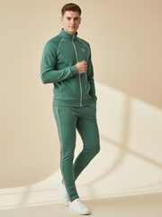 Louis Vicaci Fleece Zipper Tracksuit For Men-Zinc Green-LVTS02