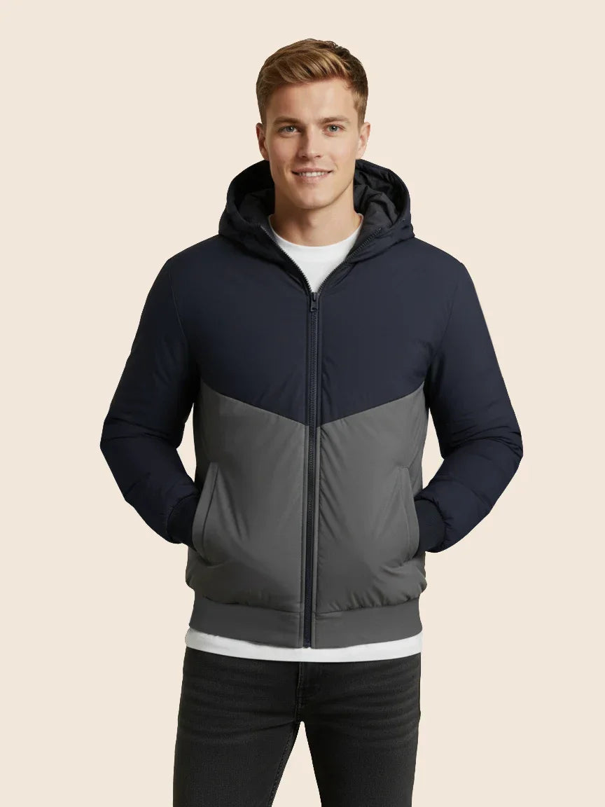 Payper Zipper Winter Jacket For Men-Dark Navy With Grey-PH06