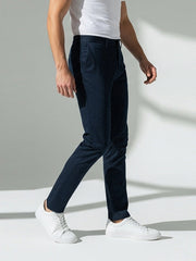 Louis Vicaci Denim Lycra Stretchy Slim Fit Pent For Men-Dark Navy-RA0134