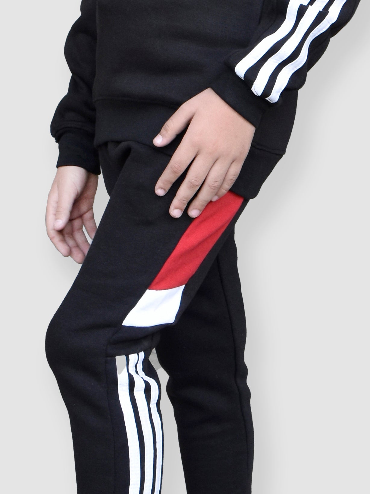 U.S Polo Assn Fleece Tracksuit For Kids-Black With Red-RT1180
