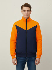 Payper Winter Zipper Mockneck Jacket For Men-Orange & Dark Navy-PH27