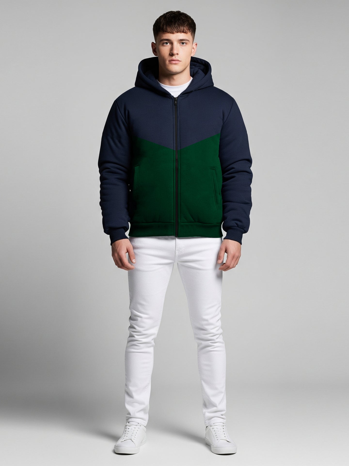 Payper Zipper Winter Jacket For Men-Navy & Green-PH03