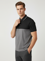 Rawgear Summer Colorblock Polo Shirt For Men-Black & Grey-BE1716