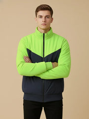 Payper Winter Zipper Mockneck Jacket For Men-Lime Green & Dark Navy-PH29
