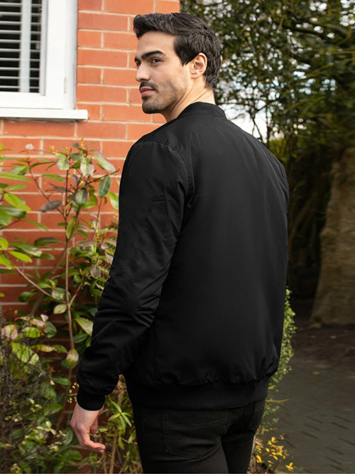 Louis Vicaci Zipper Fur Bomber Jacket For Men-Black-RT1238