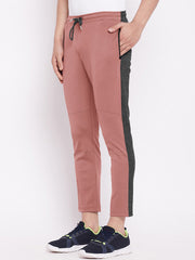 Summer Single Jersey Slim Fit Trouser For Men-Pink With Charcoal Melange Stripe-SP136/RT109