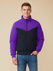 Payper Winter Zipper Mockneck Jacket For Men-Purple & Dark Navy-PHPH35