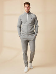 Louis Vicaci Fleece Zipper Tracksuit For Men-Grey Melange-LVTS03