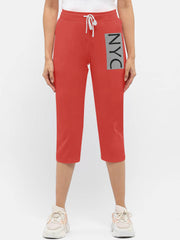NYC Polo Fleece Gathering Bottom Capri For Ladies-Dark Coral Pink-SP2011