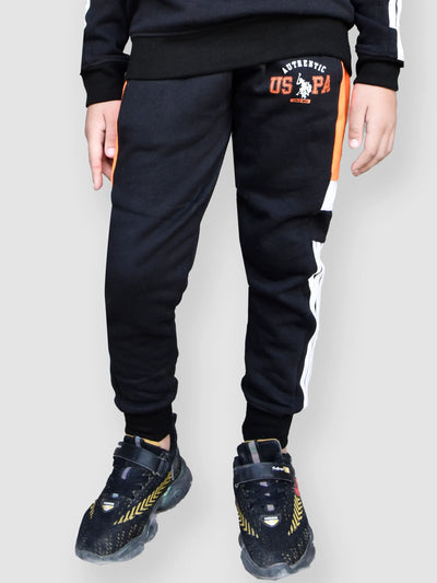 U.S Polo Assn Fleece Tracksuit For Kids-Black with Orange-BE98/BR914