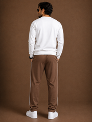 Stylish Regular Fit Both Season Trouser For Men Warm Brown   with navy stripes tr10