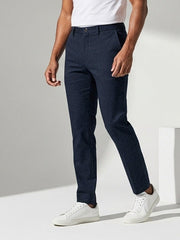 Louis Vicaci Denim Lycra Stretchy Slim Fit Pent For Men-Dark Navy-RA0134