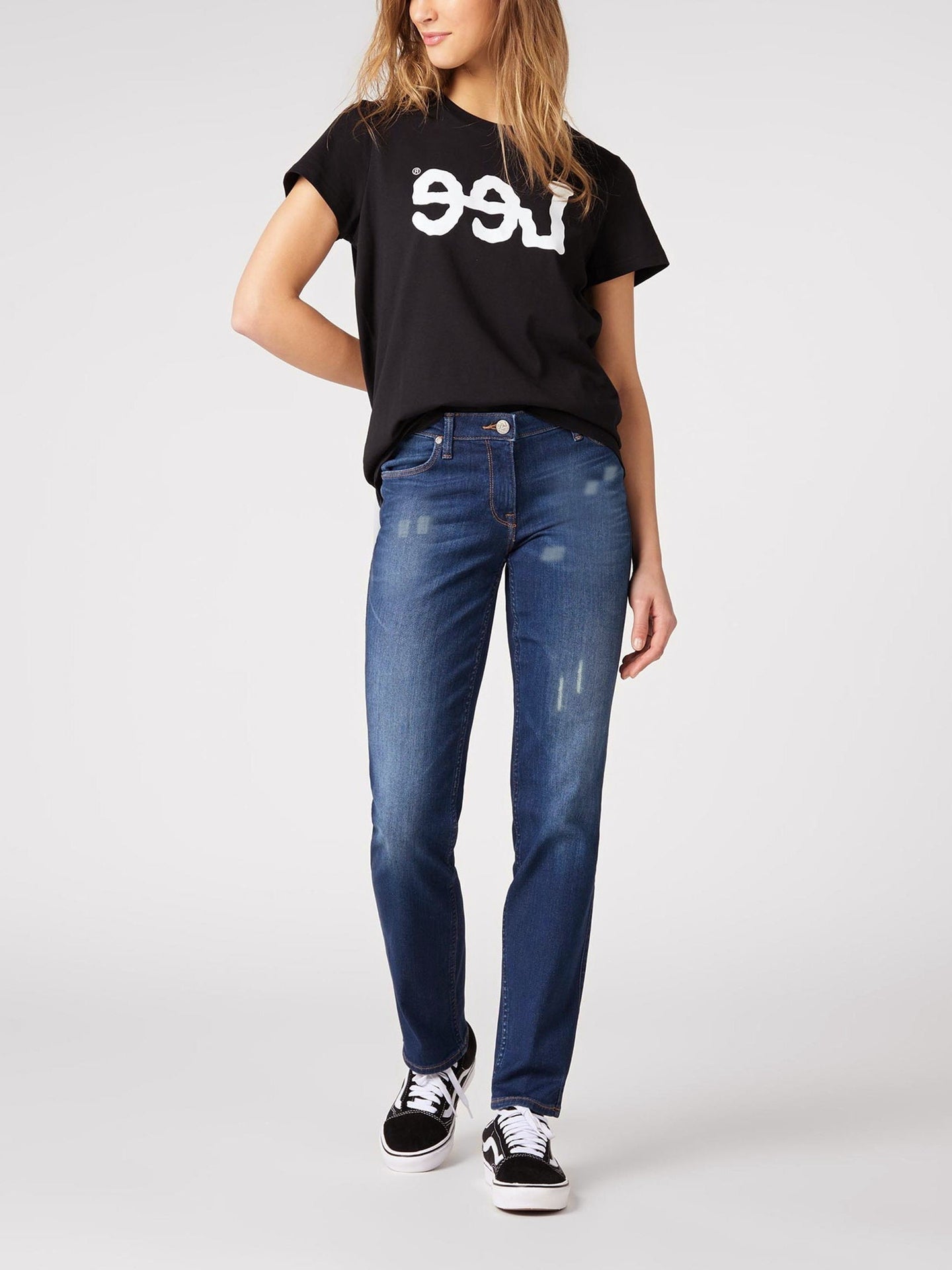 F&F Skinny Fit Non Stretch Denim For Ladies-Blue Faded-BR153