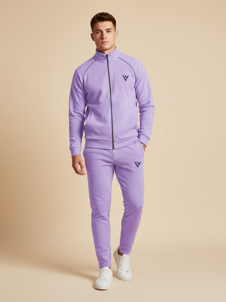 Louis Vicaci Fleece Zipper Tracksuit For Men-Lavender-LVTS05
