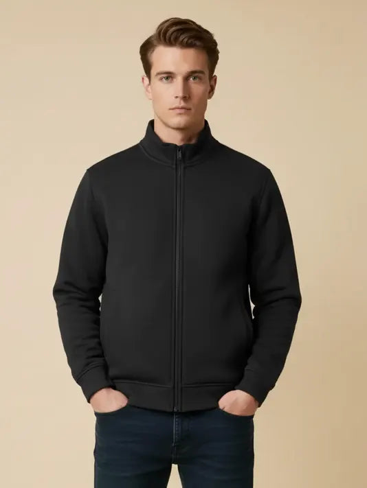 Payper Winter Zipper Mockneck Jacket For Men-Black-PH13