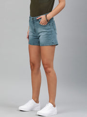 Camaieu Denim Short For Ladies-Light Blue Faded-SP2377