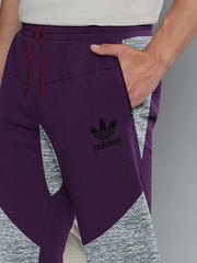 ADS Terry Fleece Jogger Sweatpant For Men-Dark Purple with Melange Panel-BE2690