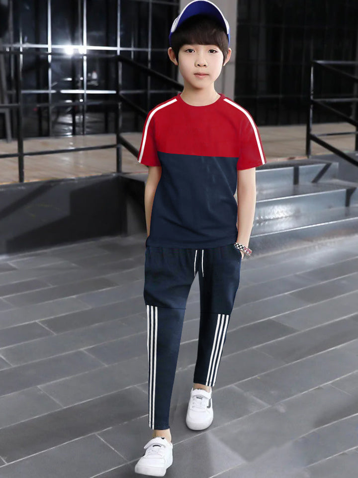 ADS Training Tracksuit For Kids-Red & Navy-BR13228