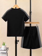 Ads Summer T Shirt & Short Suit For Kids-Black-BE3229/BR15684