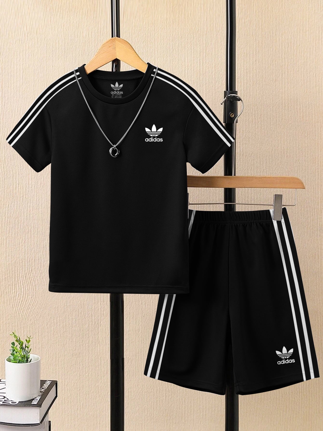 Ads Summer T Shirt & Short Suit For Kids-Black-BE3229/BR15684