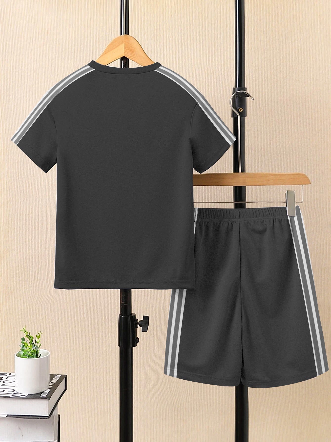 Ads Summer T Shirt & Short Suit For Kids-Dark Grey-BE3263/BR15693