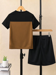 Ads Summer T Shirt & Short Suit For Kids-Golden with Black-BE3271/BR15709