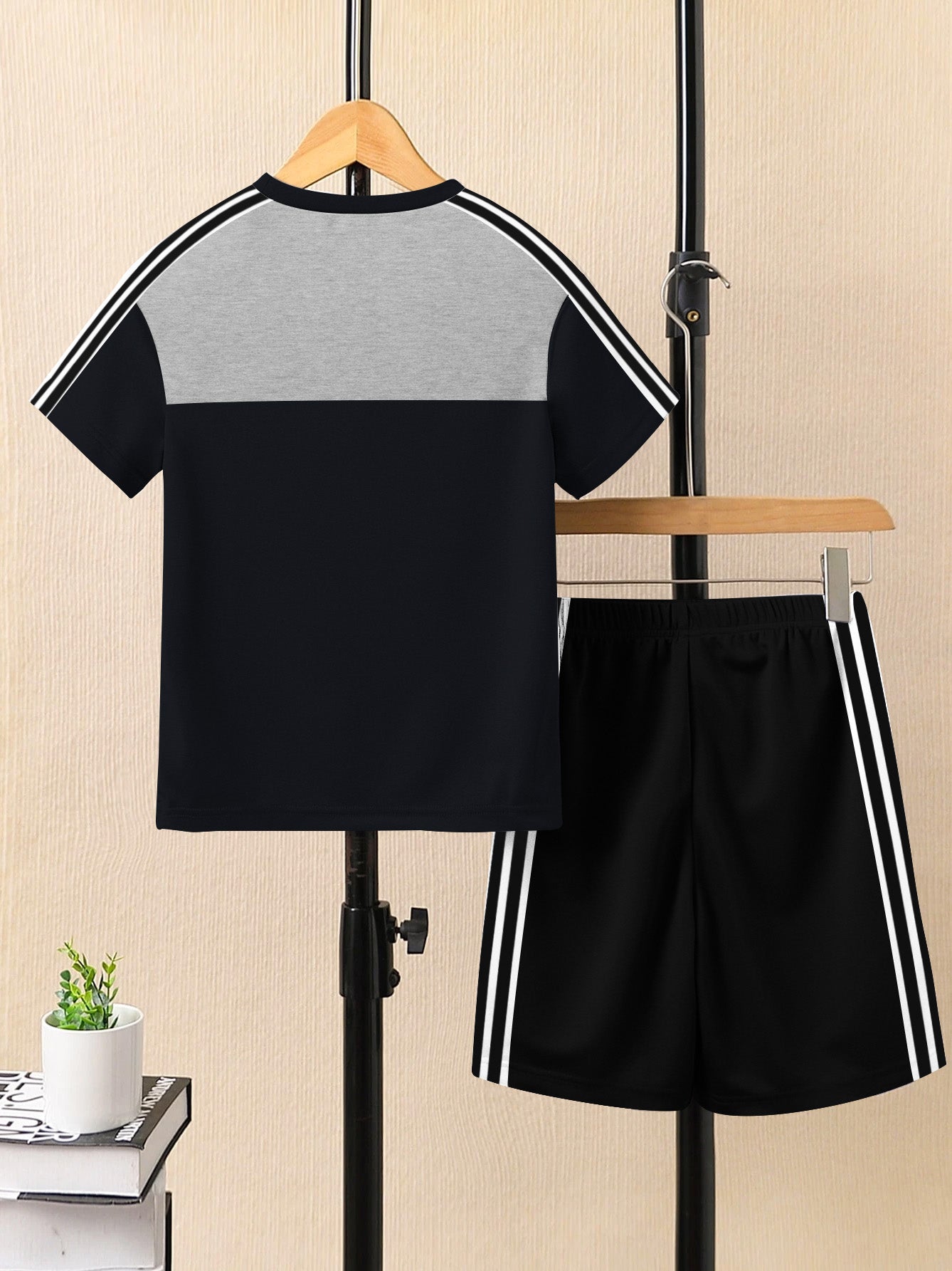Ads Summer T Shirt & Short Suit For Kids-Navy with Black & White, Navy Stripe-BE3277/BR15715