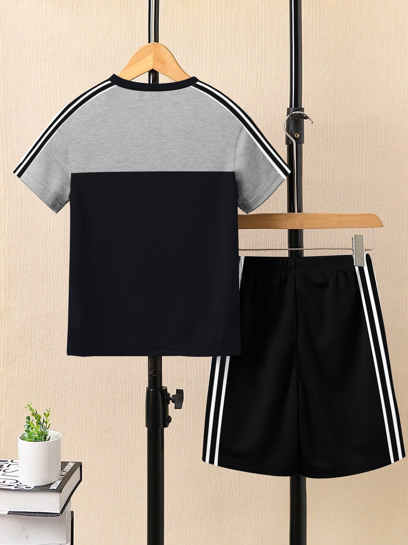 Ads Summer T Shirt & Short Suit For Kids-Navy with Black & White, Navy Stripe-BE3278/BR15716