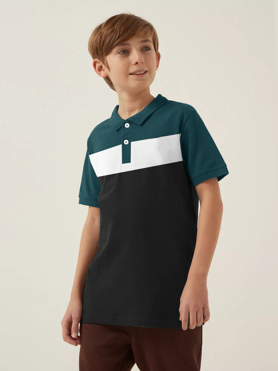 USPA Half Sleeve P.Q Polo Shirt For Kids-Black & Zinc-RT1930