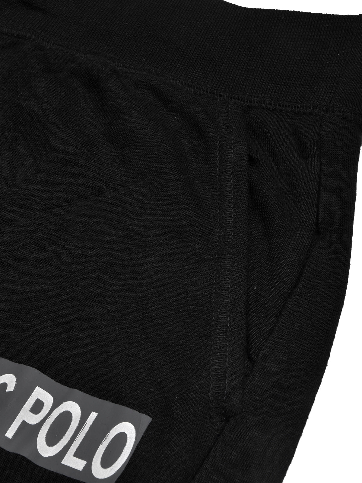 Nyc Polo Gathering Fit Fleece Jogger Trouser For Men-Black with Red Panel-SP1025/RT2184